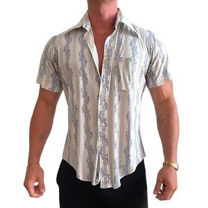 Retro White Short Sleeve Button Down